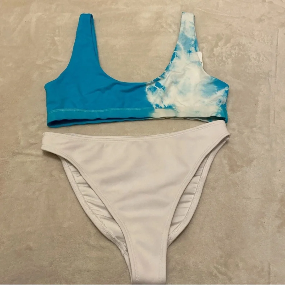 Dippin' Daisy's Crystal Blue and White Tie Dye Bikini